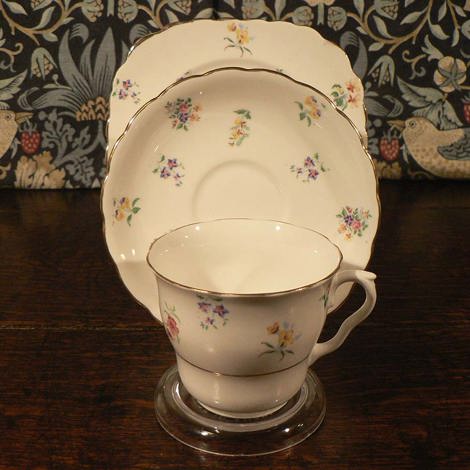 Floral cup, saucer and plate