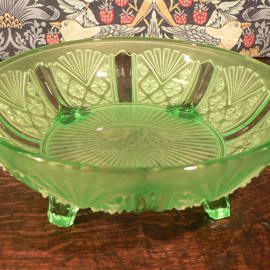 Vintage green pressed glass bowl