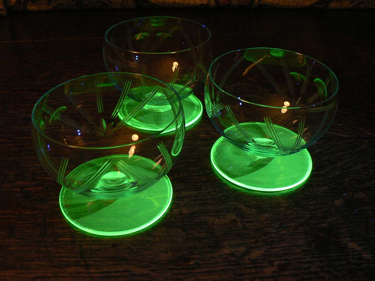 Uranium glass dessert cups