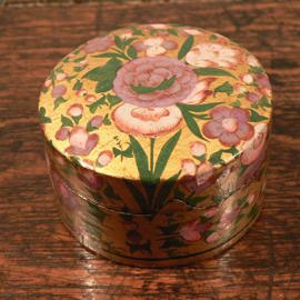 Papier Mâché round gold painted box